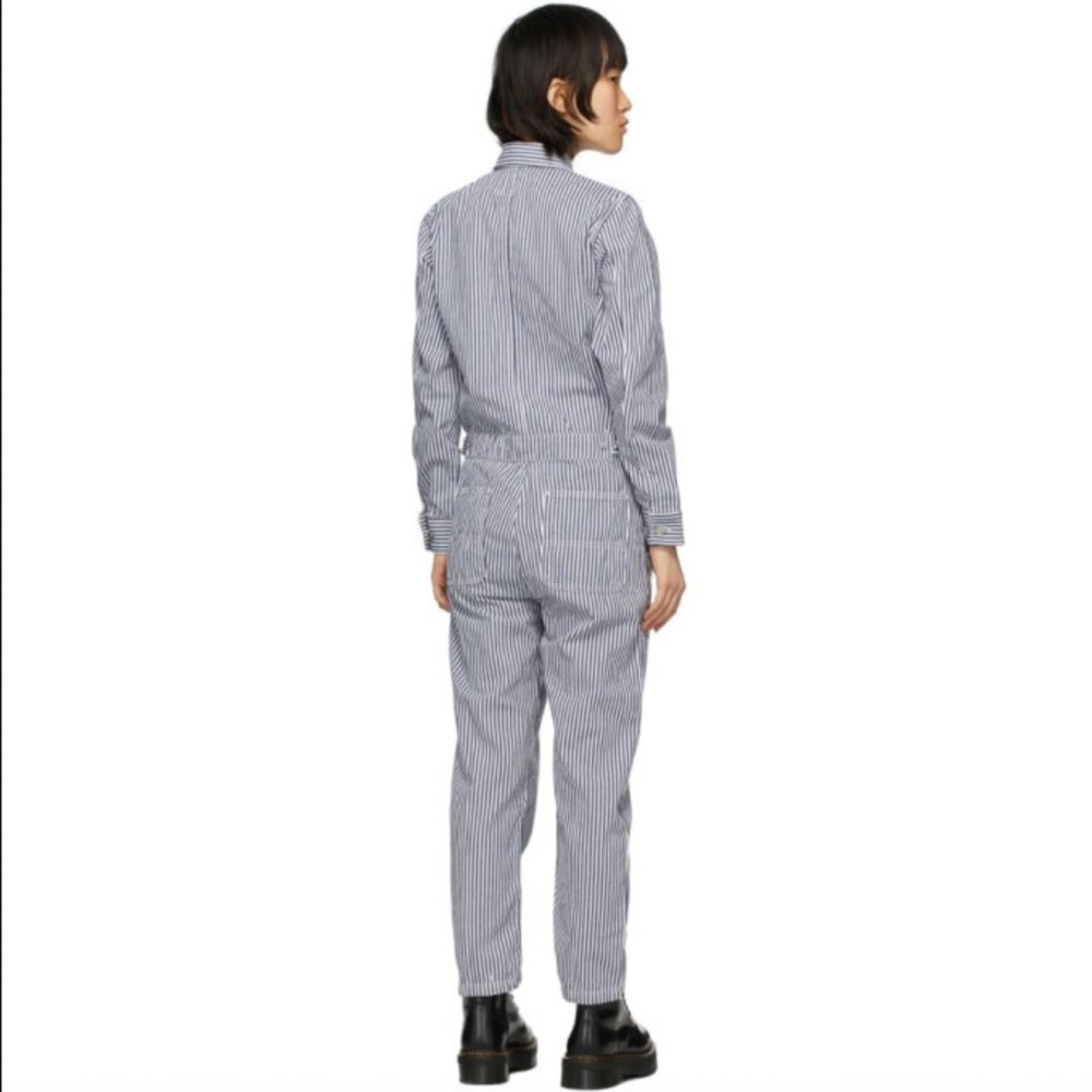 Carhartt Work In Progress Blue and White Striped Tara Coveralls - Picture 2 of 5